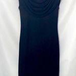Alex Evenings SIZE 4 BLACK SILVER GLITTERY Sheath Dress w/ DRAPE Cowl Neck Photo 0