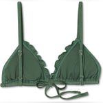 Xhilaration NWT Shiny Ribbed Ruffle Triangle Bikini Top Womens XL Moss Green Photo 3