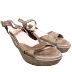 Stuart Weitzman Lockness Nubuck Sandal Tan Wedge Heels Platform Suede 7.5M Photo 1
