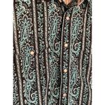 Panhandle  Blue & Black Paisley Print Short-Sleeve Top Size L/14 Photo 2