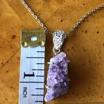 African Amethyst Geode Sterling Silver Stainless Steel Pendant Necklace Purple Photo 3
