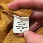 Honey Punch  Mustard Yellow Split Back Fringe Trimmed 3/4 Sleeve Blouse Size XS Photo 7