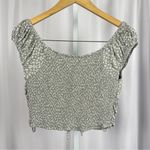Japna  Medium Ciottagecore Smocked Floral Retro Ruched Crop Top Olive Green Photo 1