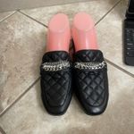 Steve Madden Kalista Black Quilted Chain Embellished Loafer Mules Sz 7M used 1x Photo 1
