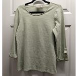 Chico's  Size 0 (Small) Green Boat Neck Bateau 3/4 Sleeves Cotton T-Shirt *READ* Photo 0