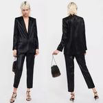 ZARA  Shimmer Satin Effect Blazer Jacker Black Size S NWT Photo 1