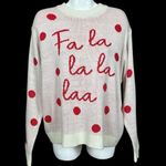 Mighty fine Red and Off White Acrylic Fa La La Laa Ugly Christmas Sweater Large Photo 1