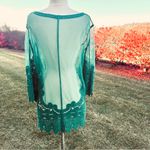 Ultra Pink Green Mesh Crochet Embroidery Top Photo 11