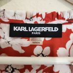 Karl Lagerfeld  Floral Top Women Size M Pearl Button Down Popover Multicolor Photo 3
