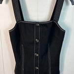 Anthropologie  Eri + Ali Fitted Button Down Tank Contrast Stitching. Black Size M Photo 0