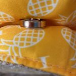 UNBRANDED STRAW PURSE WITH YELLOW PINEAPPLE CLOTH LINING OFF WHITE STRAPS Tan Photo 11