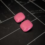 Vintage Clip On Earrings Pink Rounded Square Photo 2