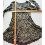 Peruvian Connection  Brown Floral Button Front Long Sleeve Pima Modal Dress Sz M Photo 5