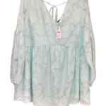 Lane Bryant Lane Bryant Lace V Neck Peplum Babydoll Blouse Teal Blue 14/16 Photo 0