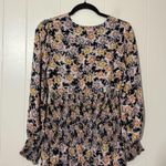 AFRM Hazel Women's Floral Smocked Gold Bouquet V Neck Midi Romantic Dress Size M Black Size M Photo 9