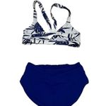 Robin Piccone  Women's Floral Bikini Set XS Electric Blue & White Photo 4