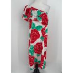 Vineyard Vines  Kentucky Derby Maxi Dress Size 4 Red Rose Floral One Shoulder Photo 2