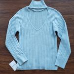 Naadam Baby Blue Cashmere Chic Feminine Workcore Mock Neck Open Back Size Small Photo 4