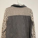 Umgee Cream Ivory Gray Colorblock Leopard Animal Oversized Shacket Shirt Jacket Photo 13