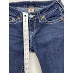 True Religion Dark Wash Boot Cut Jeans white stitching Womens Size 27 Photo 4