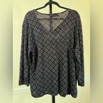 Vintage Y2K Metallic Holographic Sheer Black Diamond Print V Neck Top 2X Photo 1