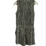 Anthropologie Ett Twa Cream Green Striped romper Size 6 Photo 2
