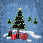 Tantrums • Christmas Embroidered Jean Jacket Christmas Trees Snow Plaid 1x Blue Photo 3