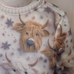 Knit Winter Cow Lover Beaded Yarn Animal Long Sleeve Pullover Crew Neck Sweater White Size M Photo 4
