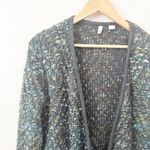 MOTH x ANTHROPOLOGIE | Keavy Jacquard Jacket Sweater Greens Blues Grays | Medium Blue Photo 3