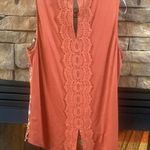 Daniel Rainn  Warm Coral Burnt Orange fall Sleeveless Floral Blouse keyhole nwt Photo 2