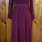 Lulus Awaken My Love Burgundy Long Sleeve Lace Maxi Dress small bridesmaids maternity Photo 0