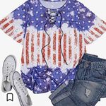 Patriotic red white and blue!! Cute flared hem lace up neck Size M Photo 1