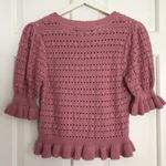 MINKPINK Pointelle Peplum Sweater Pullover Short Sleeve Top Small Women’s Pink Photo 3
