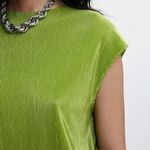 Mango MNG  Green Pleated Long Dress Green 10 NWT Photo 2