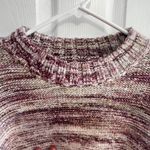 Old Navy Chunky Knit Mock Neck Sweater Marled Burgundy Cream Oversized Cozy Medium Photo 5