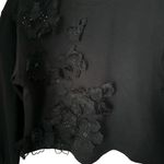 Anthropologie By  Women’s Sz S Black 3-D Flower Applique Pullover Sweater Cotton Photo 3