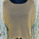 Gold Sweater Size Small Open Knit Short Sleeved Downtown Coalition Trendy Rare Photo 0