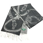 Ralph Lauren Lauren  Wool Scarf Equestrian Belt Fringe Gray Patterned Womens Photo 0