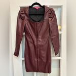 Betsey Johnson Burgundy Punk Goth Corset Style Faux Leather Dress Size 0 XXS XS Photo 10