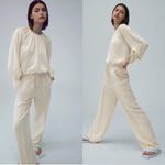 ZARA Straight Fit Pajama Pants in Cream Photo 1