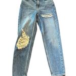 Topshop Women's Mom Jeans Size 2 Blue High-Waisted Distressed Denim W25 L30 Photo 1