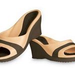 Crocs Slides Sassari Women’s Wedge Heel Sandal in Chocolate & Gold Sz 10 EUC Photo 0