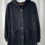 Weekend MaxMara Button Front Hooded Lightweight Sweatshirt Jacket in Black Med Photo 0