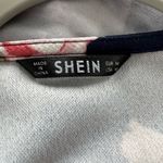 SheIn  Shirt Dress Floral Rose Pattern Short Sleeve V-Neck‎ Mini Length Navy M Photo 2