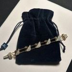 Swavorski Signed Swarovski Crystal Double Chain Tennis Bracelet Swans 7 1/4 Inch In Pouch Photo 0