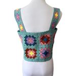 Witty Fox Bohemian Granny Squares Crocheted Crop Top Green sz MEDIUM NWT Photo 2