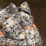 Loft Brown Tan Cream & Orange Plaid Midi Skirt Zip On Side lining SZ 8P Photo 6