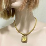 Vintage Gold tone Coin Medallion Necklace Photo 3