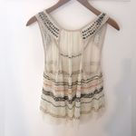 Free People  Mercury Sheer Beaded Embellished Blouse Small Tank Top Tiered Ruffle Photo 9