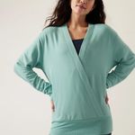 Athleta Purana V Neck Wrap Sweatshirt L Seafoam Photo 0